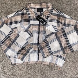 NWT- Timing, Plaid slightly Cropped Jacket